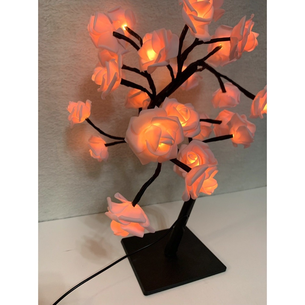 Pink Rose Flower Lamp USB Powered Light Up LED Tree Room Decoration Home Decor - Picture 2 of 8